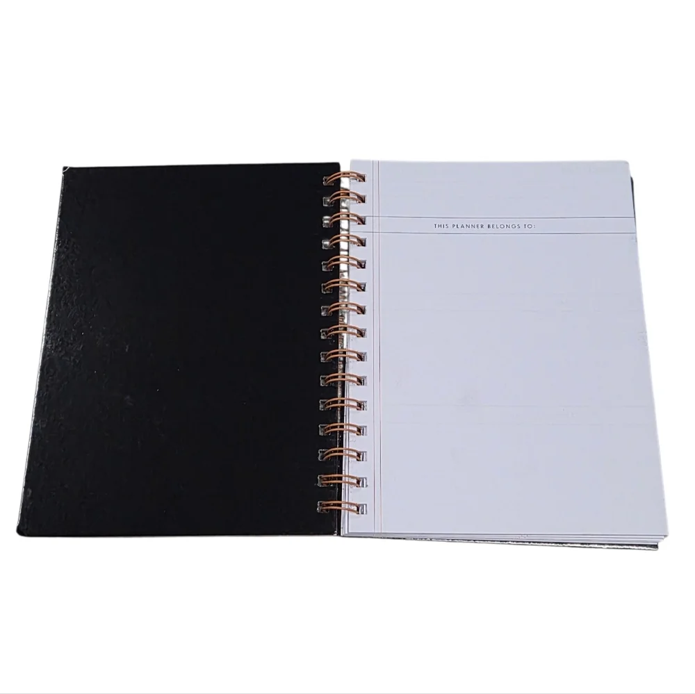 Weekly Planner Spiral Bound Undated Black Minimal Grid Notebook New Unused